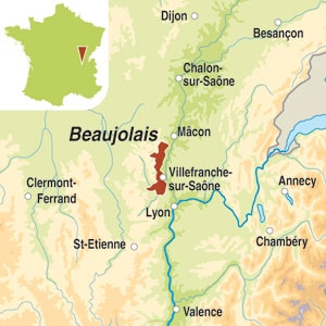 Map showing Beaujolais AOC