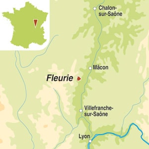 Map showing Fleurie AOC