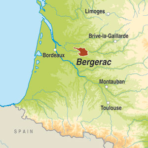 Map showing Bergerac Sec AOC