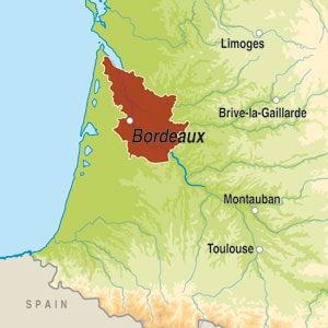 Map showing Bordeaux Superieur AOC