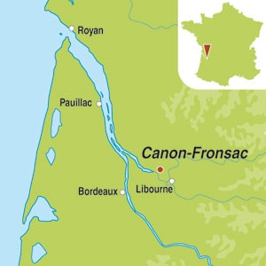 Map showing Canon-Fronsac AOC