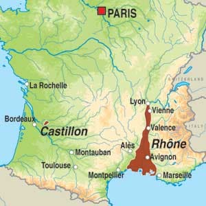 Map showing Vin de France