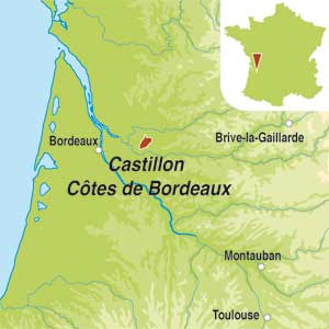 Map showing Bordeaux AOC