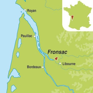 Map showing Fronsac AOC