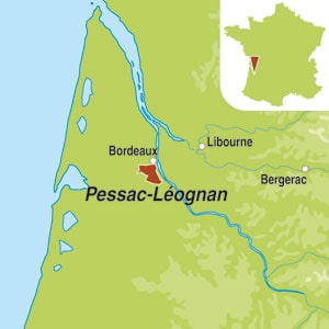 Map showing Pessac-Leognan AOC