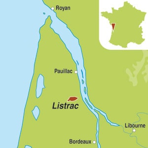 Map showing Listrac-Medoc AOC