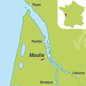 Map showing Moulis-en-Medoc AOC