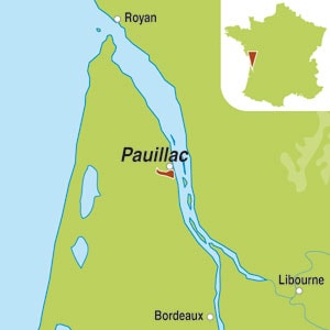 Map showing Pauillac AOC 5eme Grand Cru Classe