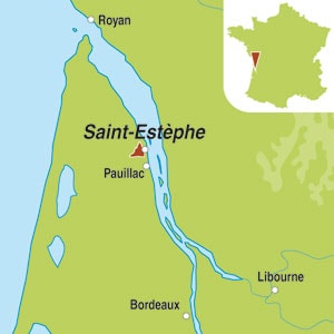 Map showing Saint-Estephe AOC 3eme Grand Cru Classe