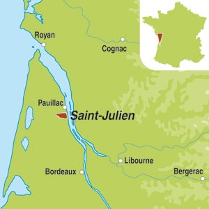 Map showing Saint-Julien AOC 4eme Grand Cru Classe