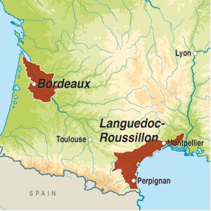 Map showing Vin de France