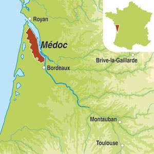 Map showing Médoc AOP