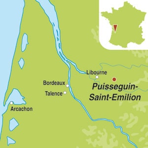 Map showing Puisseguin Saint-Emilion AOC