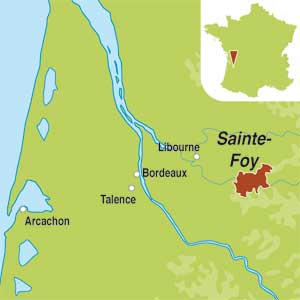 Map showing Sainte-Foy-Bordeaux AOC