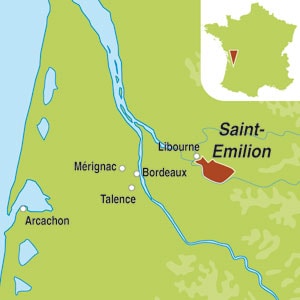 Map showing Saint-Emilion 1er Grand Cru Classé AOC