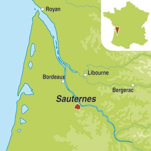 Map showing Barsac AOC 2eme Cru Classe