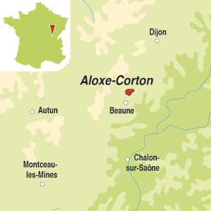 Map showing Aloxe-Corton Premier Cru AOC