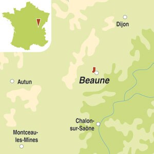 Map showing Cote de Beaune AOC