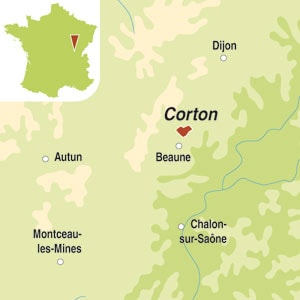 Map showing Corton Grand Cru AOC