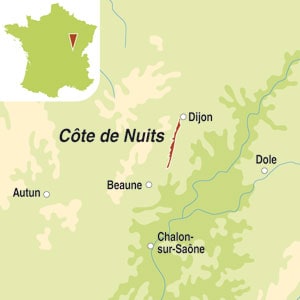 Map showing Bourgogne Hautes-Cotes de Nuits AOC