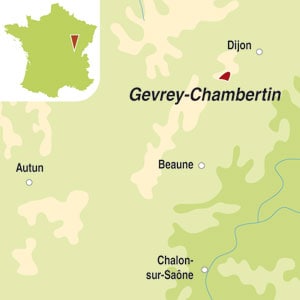 Map showing Mazoyères-Chambertin Grand Cru