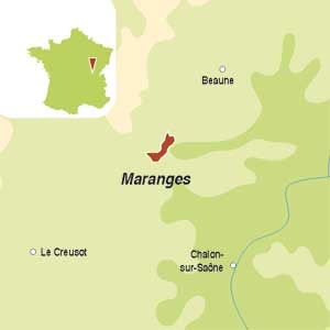 Map showing Maranges 1er Cru AOC