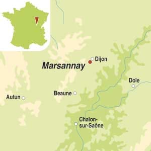 Map showing Marsannay AOC