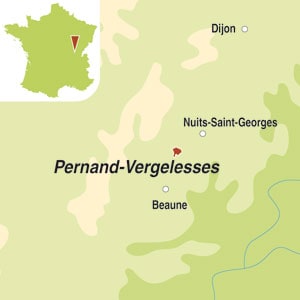 Map showing Pernand-Vergelesses AOC