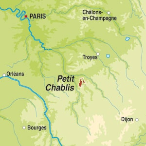 Map showing Petit Chablis AOC