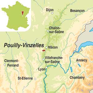 Map showing Pouilly-Vinzelles AOC