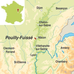 Map showing Pouilly-Fuissé AOP