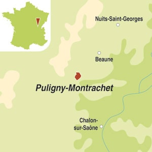 Map showing Puligny-Montrachet Premier Cru AOC