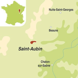 Map showing Saint-Aubin Premier Cru AOP