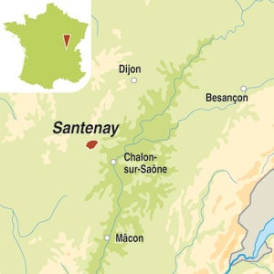 Map showing Santenay AOP