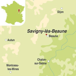 Map showing Savigny-les-Beaune Premier Cru AOC