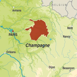 Map showing Champagne Grand Cru