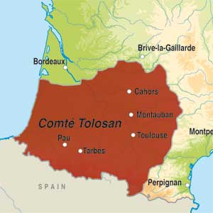 Map showing Comté Tolosan IGP