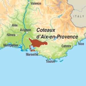 Map showing Coteaux d'Aix-en-Provence AOP