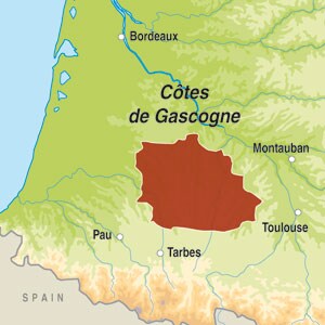 Map showing Cotes de Gascogne IGP