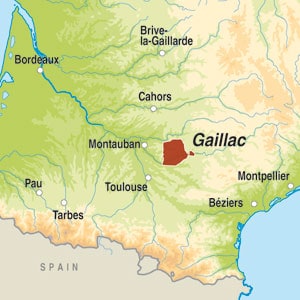 Map showing Gaillac AOC