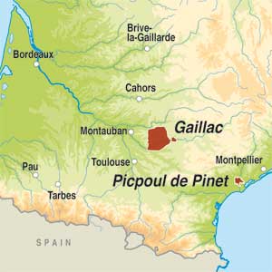 Map showing Vin de France