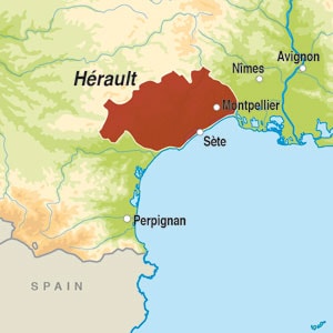 Map showing Pays d'Hérault IGP