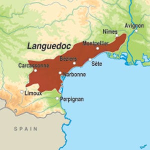 Map showing Languedoc AOP