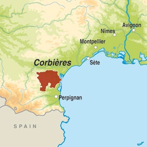 Map showing Corbières-Boutenac AOC