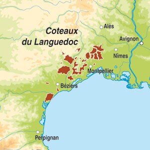 Map showing Coteaux du Languedoc AOC