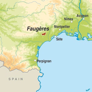 Map showing Faugères AOP