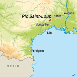 Map showing Pic St Loup AOC