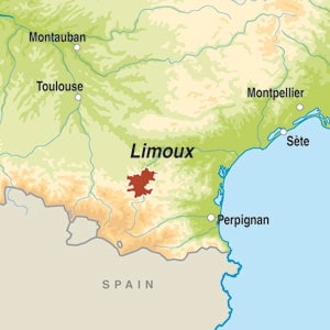 Map showing Cremant de Limoux AOC
