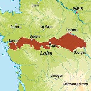 Map showing Cremant de Loire AOC