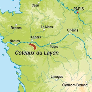 Map showing Coteaux du Layon AOC